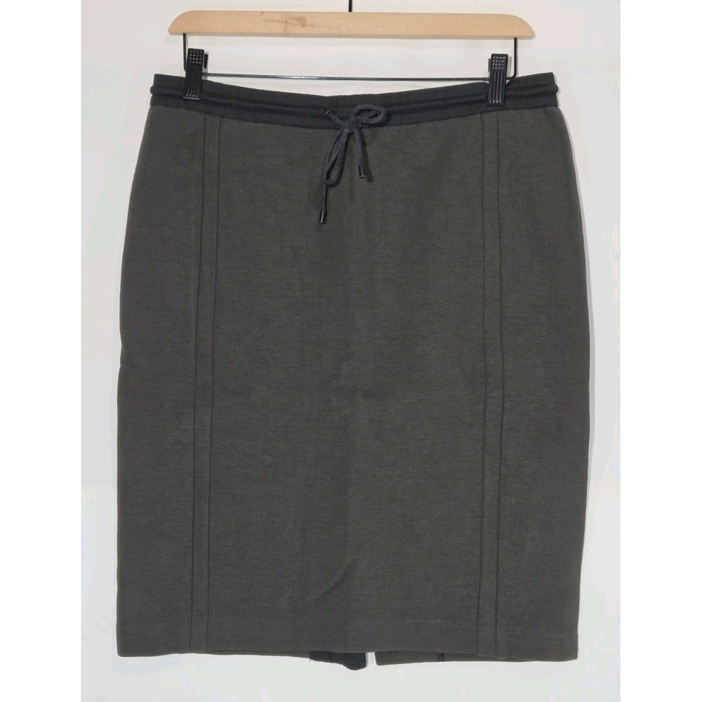 Vince Drawstring Scuba Knee Length Casual Pencil Skirt Charcoal Gray Medium